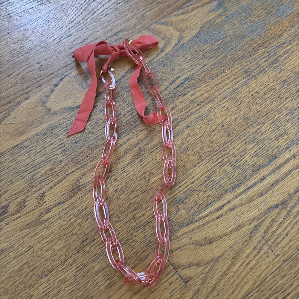 Jcrew Resin Chain Necklace Gift Fashion Women Party Jewelry Pink/coral